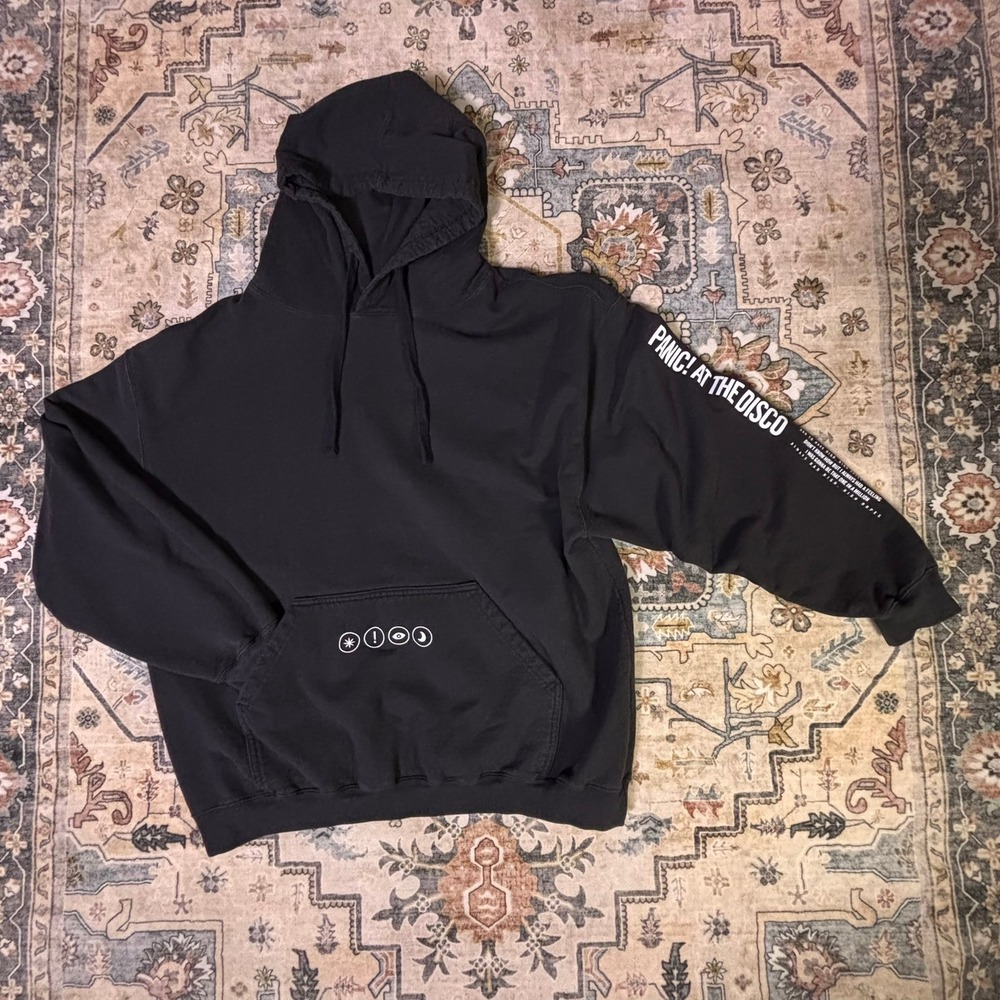 Panic at the Disco Band Hoodie Black Sz XXL Tultex Sleeve Sweatshirt Tour Merch - Picture 10 of 13